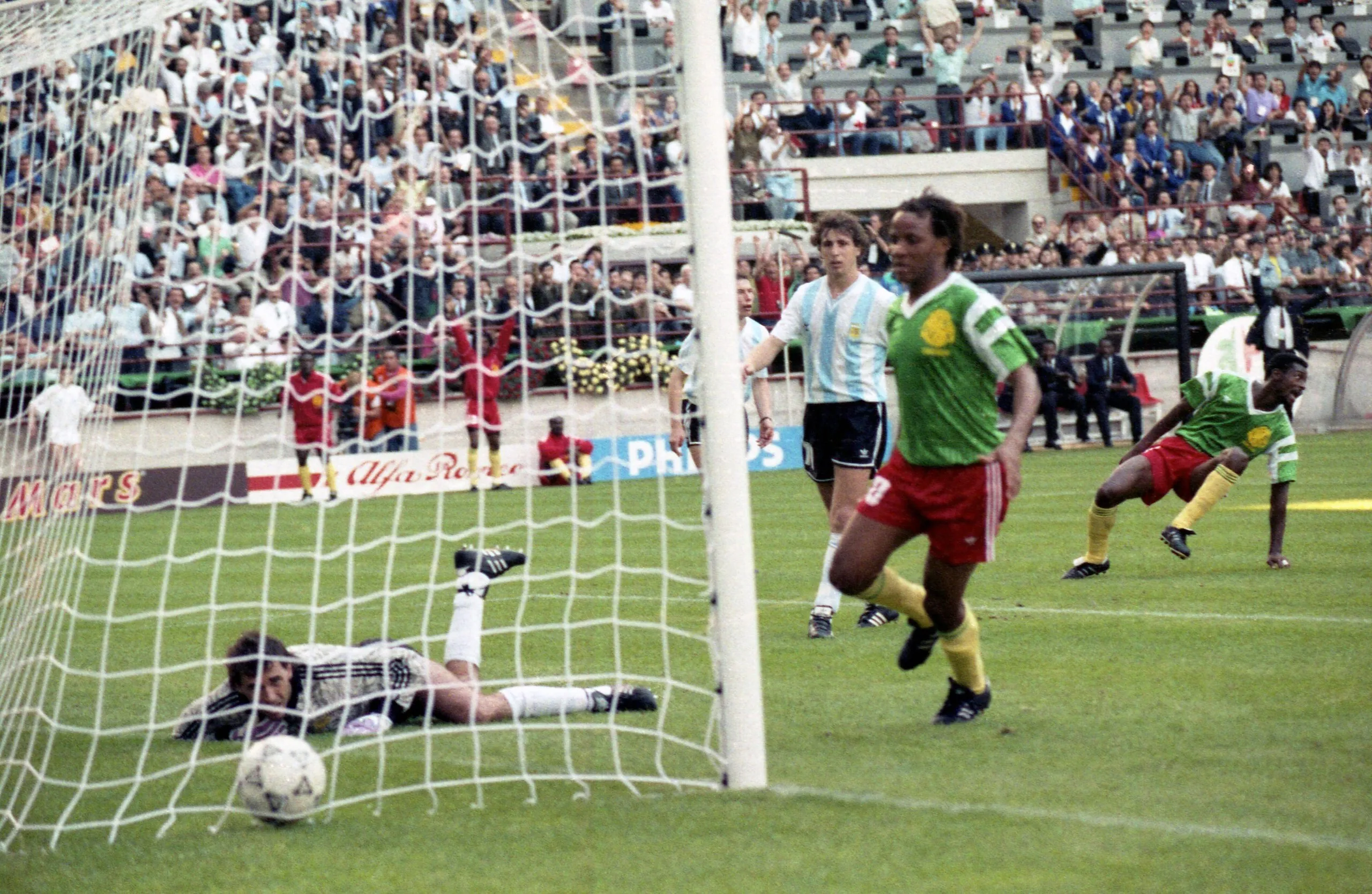 Argentina 0-1 Cameroon in 1990.