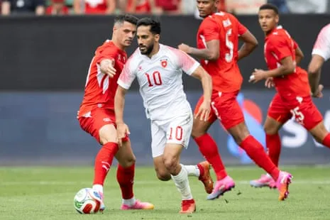 Mousa Al-Tamari in action Mousa Al-Tamari controls the ball during the friendly between Jordan and Switzerland.